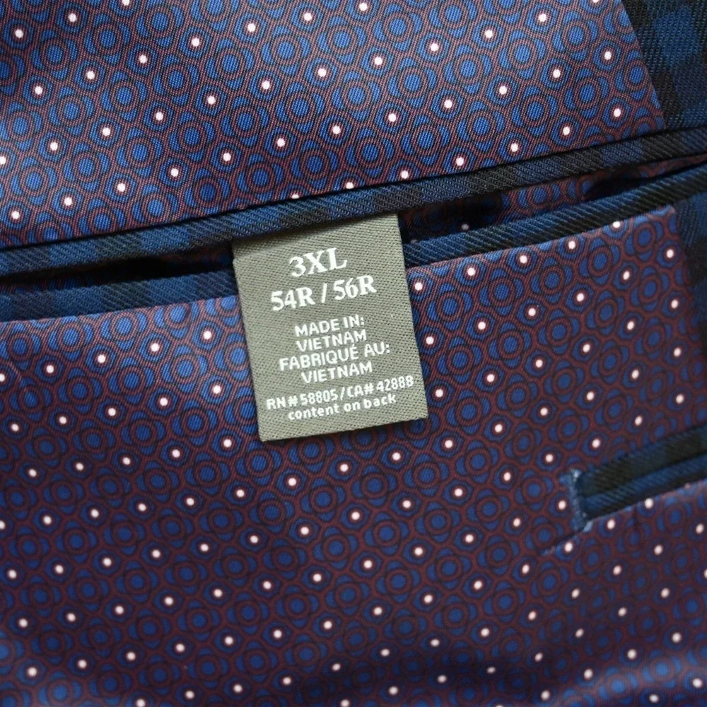 Oak Hill‎ 54R Blue Black Purple Check Mens Blazer Suit Jacket Sport Coat